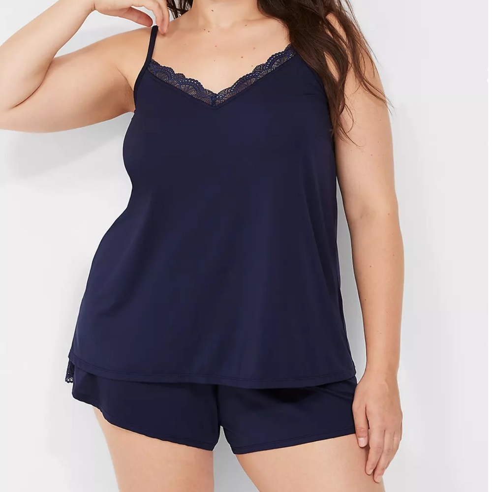 Cacique Midnight Blue DreamyCool Lace-Trim Cami & Short PJ Set